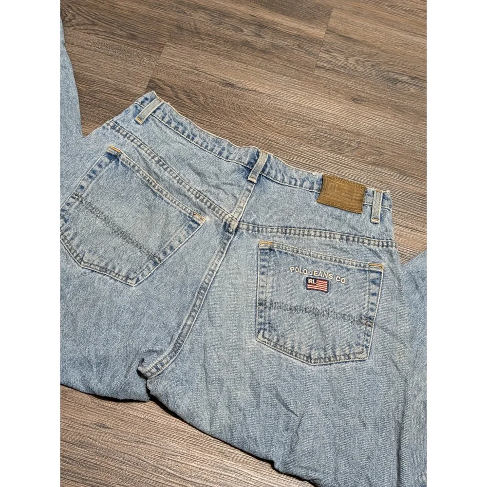 Polo Jeans Co Ralph Lauren Mens 36x32 Light Wash Straight Leg Denim Blue Jeans